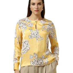 Allen Solly Yellow Viscose Regular Fit Floral Tops-image-75