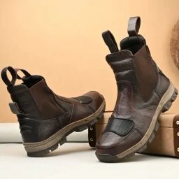 Hoversole Men's Kaze Cocoa Steel Toe Multi-Functional Biker Boots-image-96