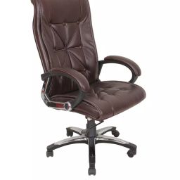 Caddy High Back Revolving office and Home Chair Brown PU Leatherette CD166-picture-0