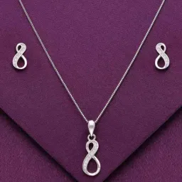 Kai Jewel Sterling Studded Infinity Pendant with Chain Set with Chain for Women-image-23