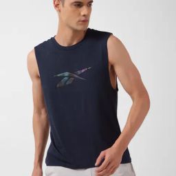 Reebok Navy Regular Fit Round Neck Tank T-Shirt-image-85