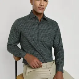 Allen Solly Green Cotton Regular Fit Checks Shirt-image-55