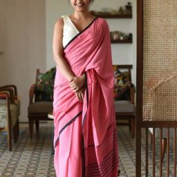 Suta Pink Cotton Plain Saree-image-72