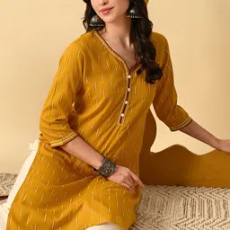 GLOWWORLD Printed V Neck Straight Kurta-35
