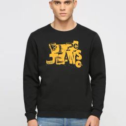 Pepe Jeans Black Regular Fit Graphic Print Cotton Sweatshirt-image-102