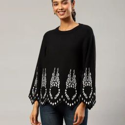 Label Ritu Kumar Black & White Printed Sweater-41