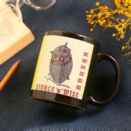FNP Black & Yellow Ceramic Personalised Single With Wise Mug (325ml)-47