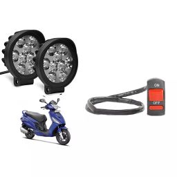 Cartronics 9 Round Cap LED Fog Light With On/Off Switch for Hero Maestro Edge (Set of 2 Pcs)-29