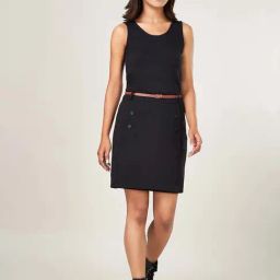 People by Pantaloons Jet Black Solid A Line Dress-image-52