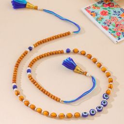 Sangria Artificial & Beaded Evil Eye Rakhi With Roli Chawal Chandan & Mishri-27