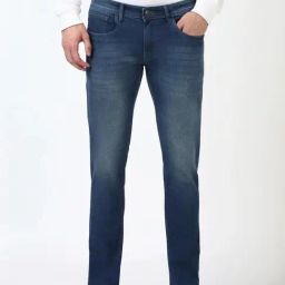 Peter England Navy Cotton Skinny Fit Jeans-picture-14