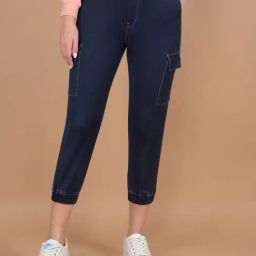 Crimsoune Club Navy Slim Fit Mid Rise Cargo Joggers-image-7