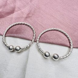 Arte Jewels Kids Set Of 2 Silver Bangles-18
