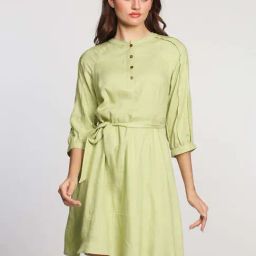 Zink London Green A-Line Dress-image-86