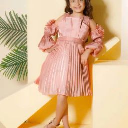 Peppermint Kids Peach Polyester Flared Fit 1 Dress-image-61