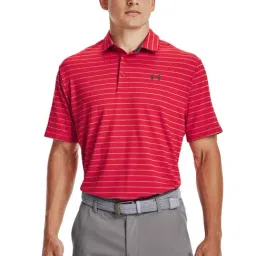Under Armour Red Slim Fit Striped Sports Polo-image-96