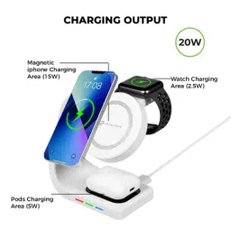 Ultraprolink UM1006ZW Vylis Curve 20W 4-in-1 Mag-Safe Charging Dock with PD Charger (White) image 5