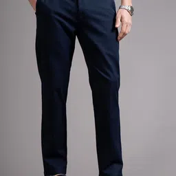 British Club Men Smart Slim Fit Mid-Rise Chinos Trousers-picture-48