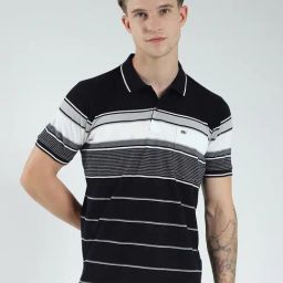 Monte Carlo Navy Blue Regular Fit Striped T-Shirt-image-8