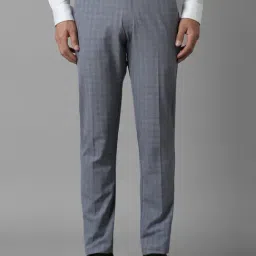 Louis Philippe Grey Slim Fit Checks Trousers-image-30