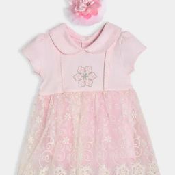 MiArcus Kids Pink Embroidered Dress with Headband-image-51