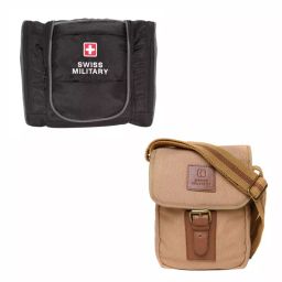 SWISS MILITARY Toiletry Bag & Canvas Sling Bag Combo 5 L & 2.2 L , TB6_CAN3-26