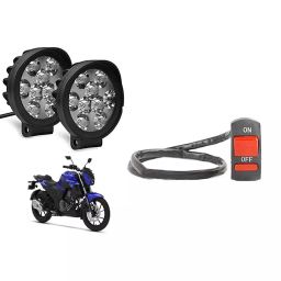Cartronics 9 Round Cap LED Fog Light With On/Off Switch for Yamaha FZS 25 (Set of 2 Pcs)-70