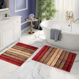 Kuber Industries Cream Color & Maroon 6 Pieces AntiSlip Textured Doormats-13