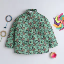BAATCHEET Boys Tribal Printed Mandarin Collar Pure Cotton Straight Kurta-32