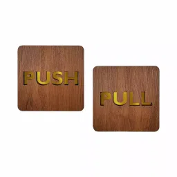 Sunsigns 4x4 Inch Brown Wood Push Pull Signage Sign Board-picture-10