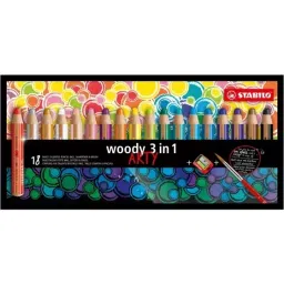 Stabilo Multi-functional Colored 3 in 1 WOODY ARTY Pencil Set for Artists, Students, Hobbyists, 880/18-1-20 (Set of 18)-image-1