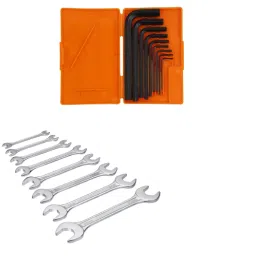 Hillgrove HGCM257 Carbon Steel 8Pcs Double Open Ended Wrench Spanner with 9Pcs Hex Allen Key Set-12