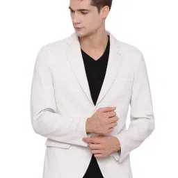 Basics Ecru Notched Lapel Blazer-14