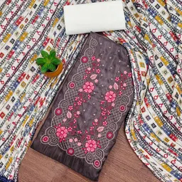 KALINI Floral Embroidered Soft Cotton Unstitched Dress Material-image-44