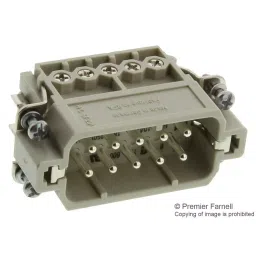 Harting Heavy Duty Connector Inserts / Modules RECTANGULAR HAN INSERT, PLUG 10WAY SCREW, 09200102612-90