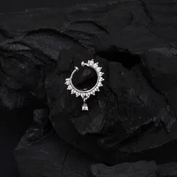 Mali Fionna Silver-Plated Artificial Stones and Beads Ring Nosepin-56