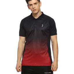 Campus Sutra Black & Red Regular Fit Ombre Polo T-Shirt-image-24