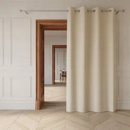DDecor Beige Abstract Printed Room Darkening Long Door Curtain-44