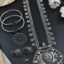 NAMAN ARTS Silver Plated Oxidised Jewellery Set-18