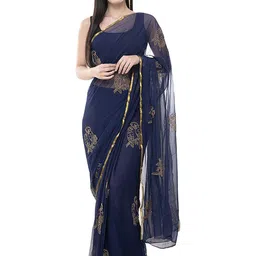 DURGA EMPORIO Sequinned Pure Chiffon Saree-picture-23