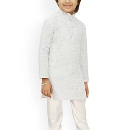 SG YUVRAJ Boys Embroidered Regular Sequinned Kurta with Pyjamas image 5