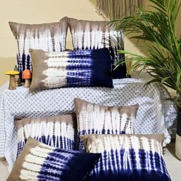 ANWYN Blue & White Set of 7 Abstract Square Cushion Covers-54