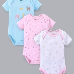 I Bears Half Sleeves Striped Onesies Fruits Print Pack of 3 - Blue White Pink-image-15