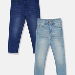 Tales & Stories Pack Of 2 Button Down Solid Jeans - Blue & Light Blue-image-92