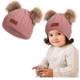 Bembika Baby Hat for Girls Pom Pom Beanie Kids Pink - Diameter 18.5 to 40 cm-image-9