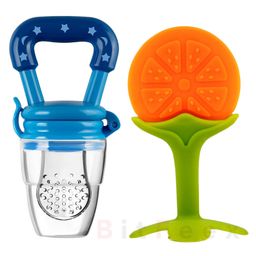 BitFeex Orange Silicone Food Fruit Nibbler with Extra Mesh Soft Pacifier Feeder for 6-12 Months Infant Baby Elegant BPA Free-Pack of 2pcs-12