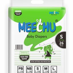 Meechu Baby Diapers Leakage Protection Cottony Soft Absorb Technology - 26 Pieces-26