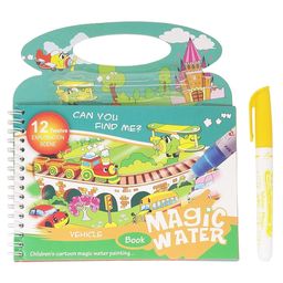 Oskart Magical Aqua Doodle Reusable Water Painting Book With Magic Doodle Pen Educational Coloring and Drawing Board Game for Kids 1 Pc Assorted Characters - 10 Pages-2