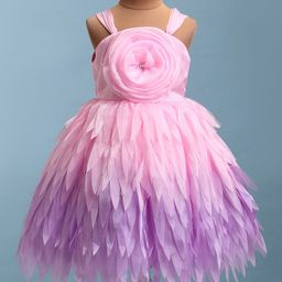 Bluebell Woven Sleeveless Party Frock With Floral Corsage - Pink-picture-8