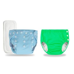 Chinmay Kids Combo of Baby Swim Diaper Waterproof Reusable Leakproof Adjustable Pool Swimsuit & Adjustable Size Baby Cloth Button Diaper Washable/Reusable Nappies for Infants With White Insert-18